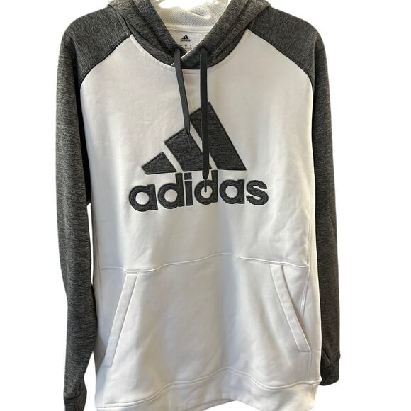Adidas Climawarm Pullover Hoodie Large Comfy White & Grey - Picture 8 of 8